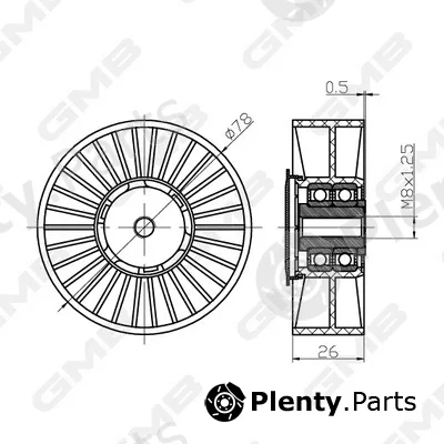 GMB GTC0580 — Deflection/Guide Pulley, timing belt