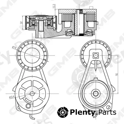 GMB GAT22330 — Belt Tensioner, V-ribbed belt
