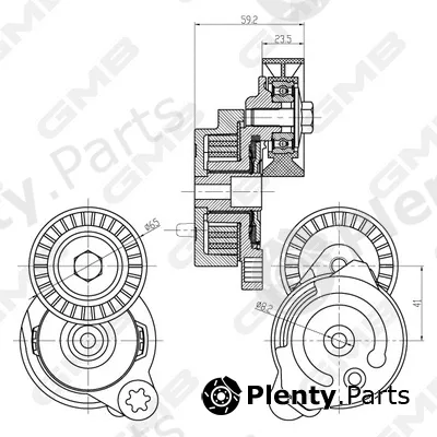 GMB GAT20780 — Belt Tensioner, V-ribbed belt