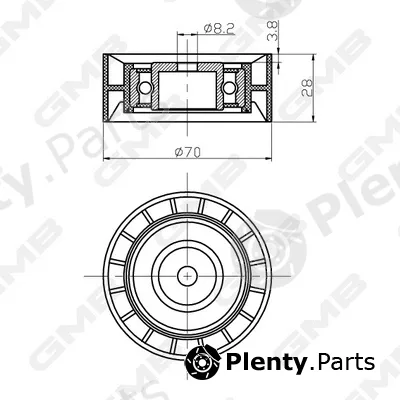 GMB GTC0480 — Deflection/Guide Pulley, timing belt