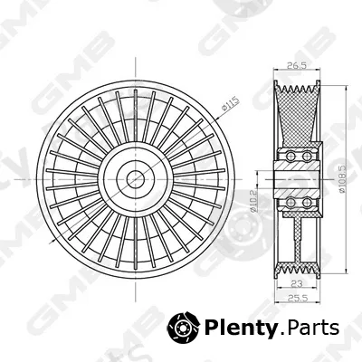 GMB GTC1250 — Deflection/Guide Pulley, timing belt