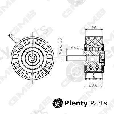 GMB GTC1100 — Deflection/Guide Pulley, timing belt