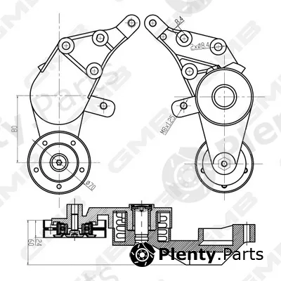 GMB GAT21150 — Belt Tensioner, V-ribbed belt