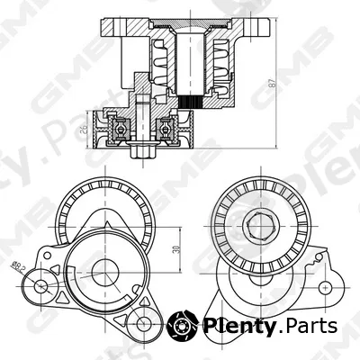 GMB GAT30360 — Belt Tensioner, V-ribbed belt