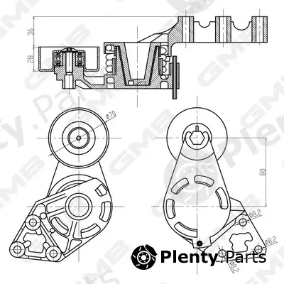 GMB GAT20870 — Belt Tensioner, V-ribbed belt