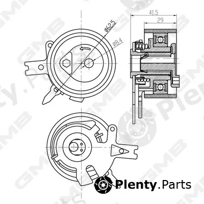 GMB GTB1380 — Tensioner Pulley, timing belt
