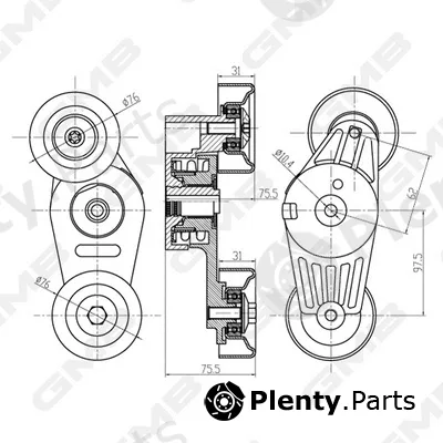 GMB GAT21170 — Belt Tensioner, V-ribbed belt