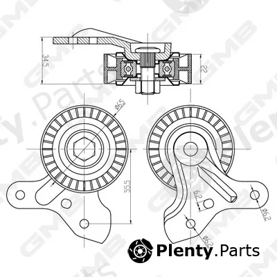 GMB GTC0960 — Deflection/Guide Pulley, timing belt