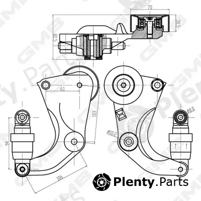 GMB GHAT-216 — Belt Tensioner, V-ribbed belt