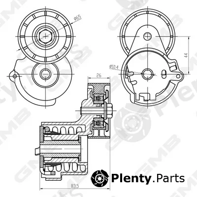 GMB GAT21670 — Belt Tensioner, V-ribbed belt