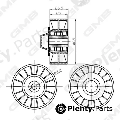 GMB GTC0540 — Deflection/Guide Pulley, timing belt