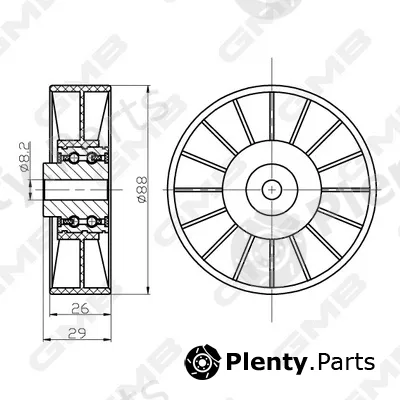 GMB GTC0730 — Deflection/Guide Pulley, timing belt