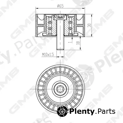 GMB GTC1280 — Deflection/Guide Pulley, timing belt