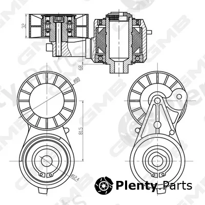 GMB GAT21110 — Belt Tensioner, V-ribbed belt
