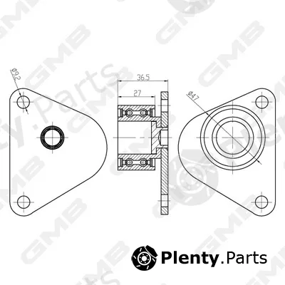 GMB GTC0380 — Deflection/Guide Pulley, timing belt