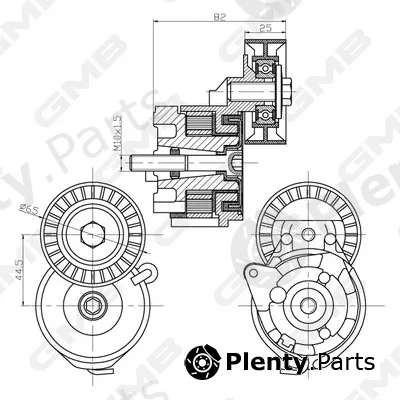 GMB GAT20820 — Belt Tensioner, V-ribbed belt