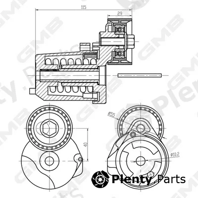 GMB GAT20800 — Belt Tensioner, V-ribbed belt