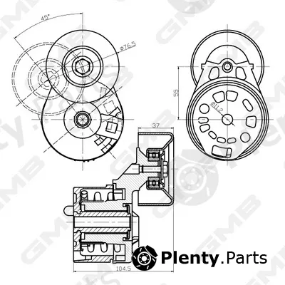 GMB GAT32340 — Belt Tensioner, V-ribbed belt
