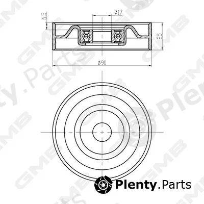 GMB GTC1490 — Deflection/Guide Pulley, timing belt