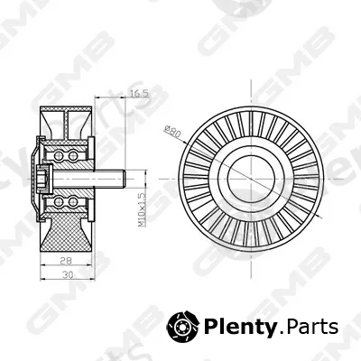 GMB GTC0690 — Deflection/Guide Pulley, timing belt