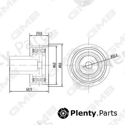 GMB GT60780 — Deflection/Guide Pulley, timing belt