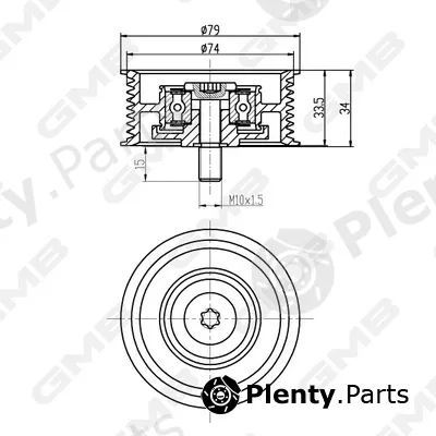 GMB GTC1240 — Deflection/Guide Pulley, timing belt