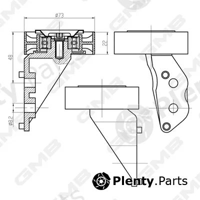 GMB GTC0950 — Deflection/Guide Pulley, timing belt