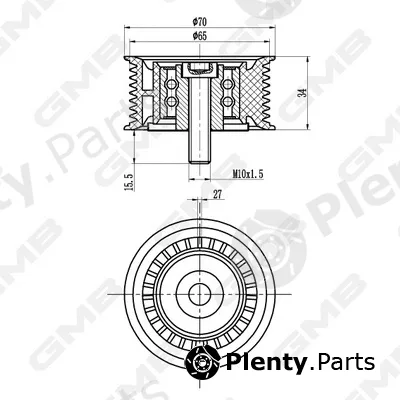 GMB GTC1230 — Deflection/Guide Pulley, timing belt