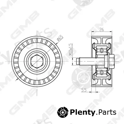 GMB GTC1430 — Deflection/Guide Pulley, timing belt