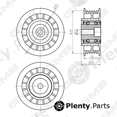 GMB GTC0550 — Deflection/Guide Pulley, timing belt