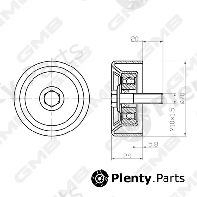 GMB GTC0240 — Deflection/Guide Pulley, V-ribbed belt