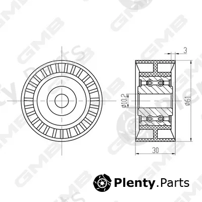 GMB GTC1320 — Deflection/Guide Pulley, timing belt