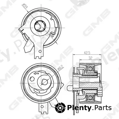 GMB GTB1450 — Tensioner Pulley, timing belt