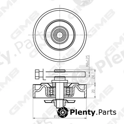 GMB GTC1000 — Deflection/Guide Pulley, timing belt