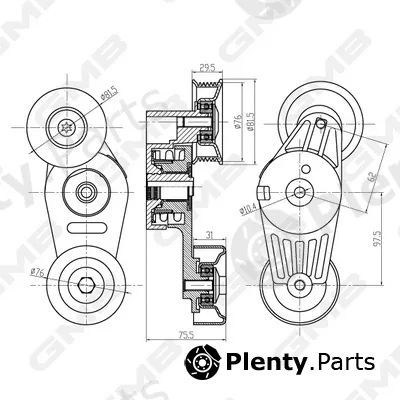 GMB GAT21180 — Belt Tensioner, V-ribbed belt
