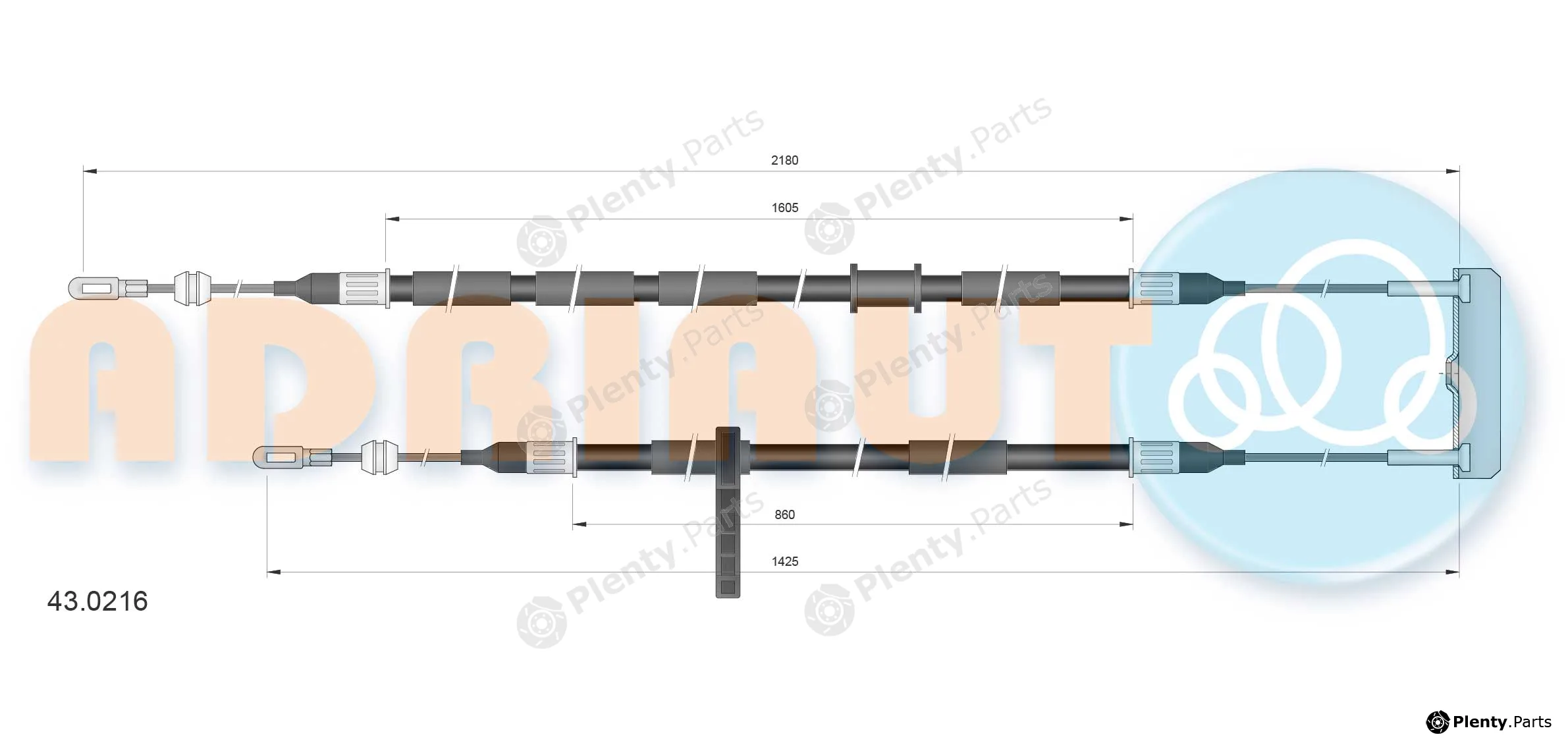 Adriauto 43.0216 — Cable Pull, parking brake