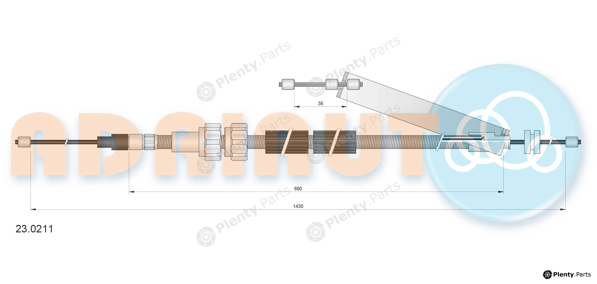 Adriauto 23.0211 — Cable Pull, parking brake