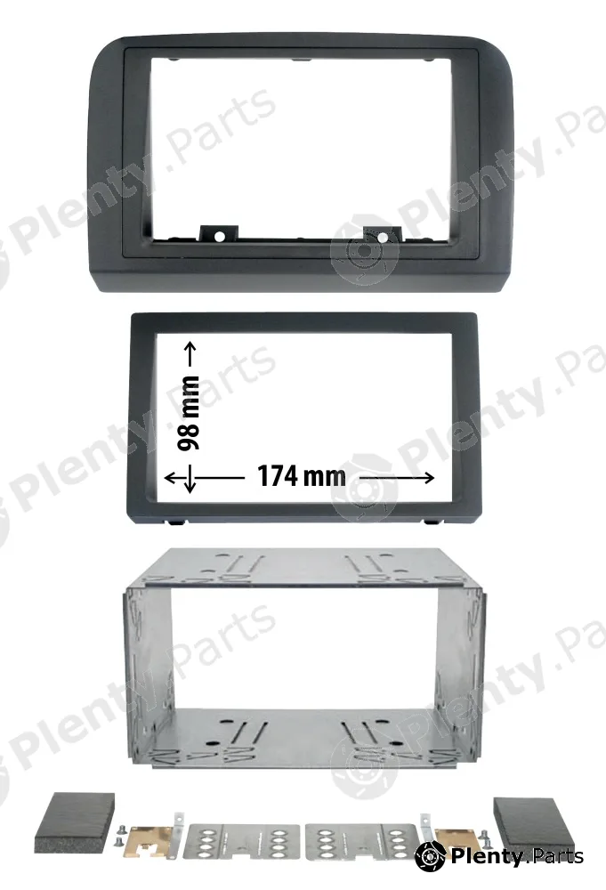 Phonocar 03566 — Adapter frame, car radio Car radio adapter frame with trim frame, cage and fixing bra