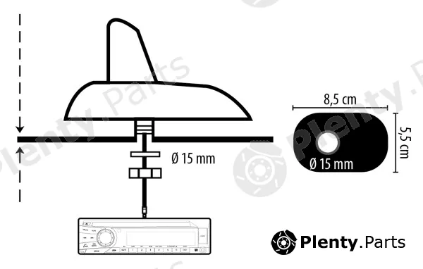 Phonocar 08006 — Aerial Amplified AM/FM rear shark-fin antenna