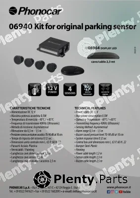 Phonocar 06940 — Parking Distance Control REAR CLIP-ON PARKING SENSORS