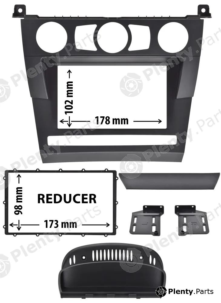 Phonocar 03603 — Adapter frame, car radio Car radio adapter frame with reduction frame and fixing brac