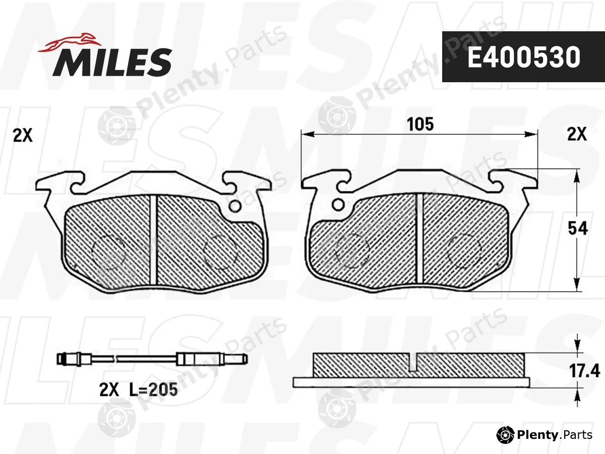 Miles E400530 — Brake Pad Set, disc brake