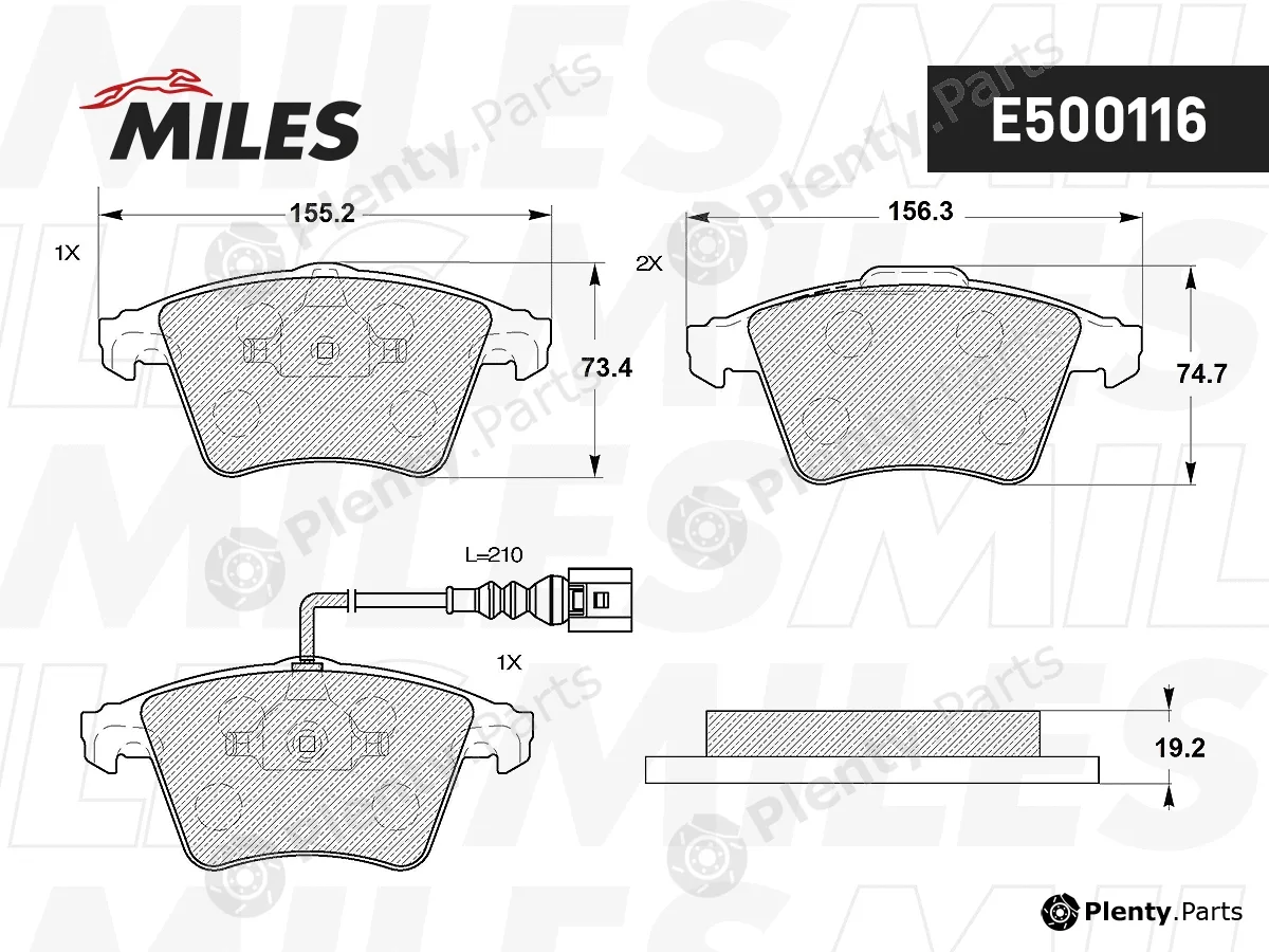 Miles E500116 — Brake Pad Set, disc brake