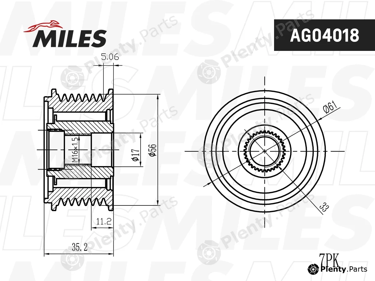 Miles AG04018 — Alternator Freewheel Clutch