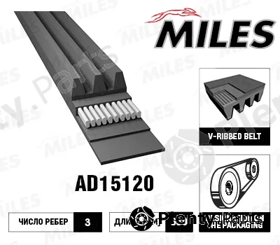 Miles AD15120 — V-Ribbed Belt