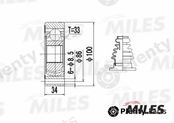 Miles GA10009 — Joint Kit, drive shaft