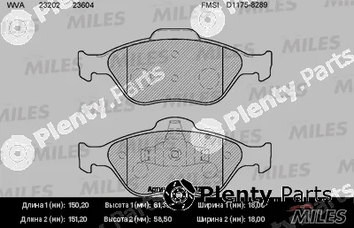 Miles E100026 — Brake Pad Set, disc brake