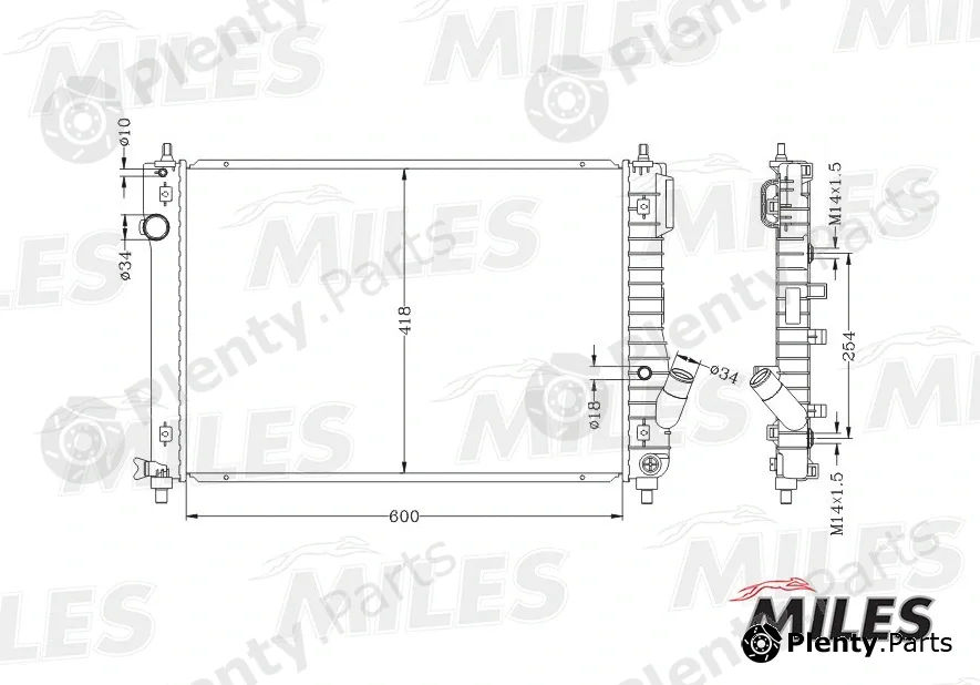 Miles ACRB028 — Radiator, engine cooling
