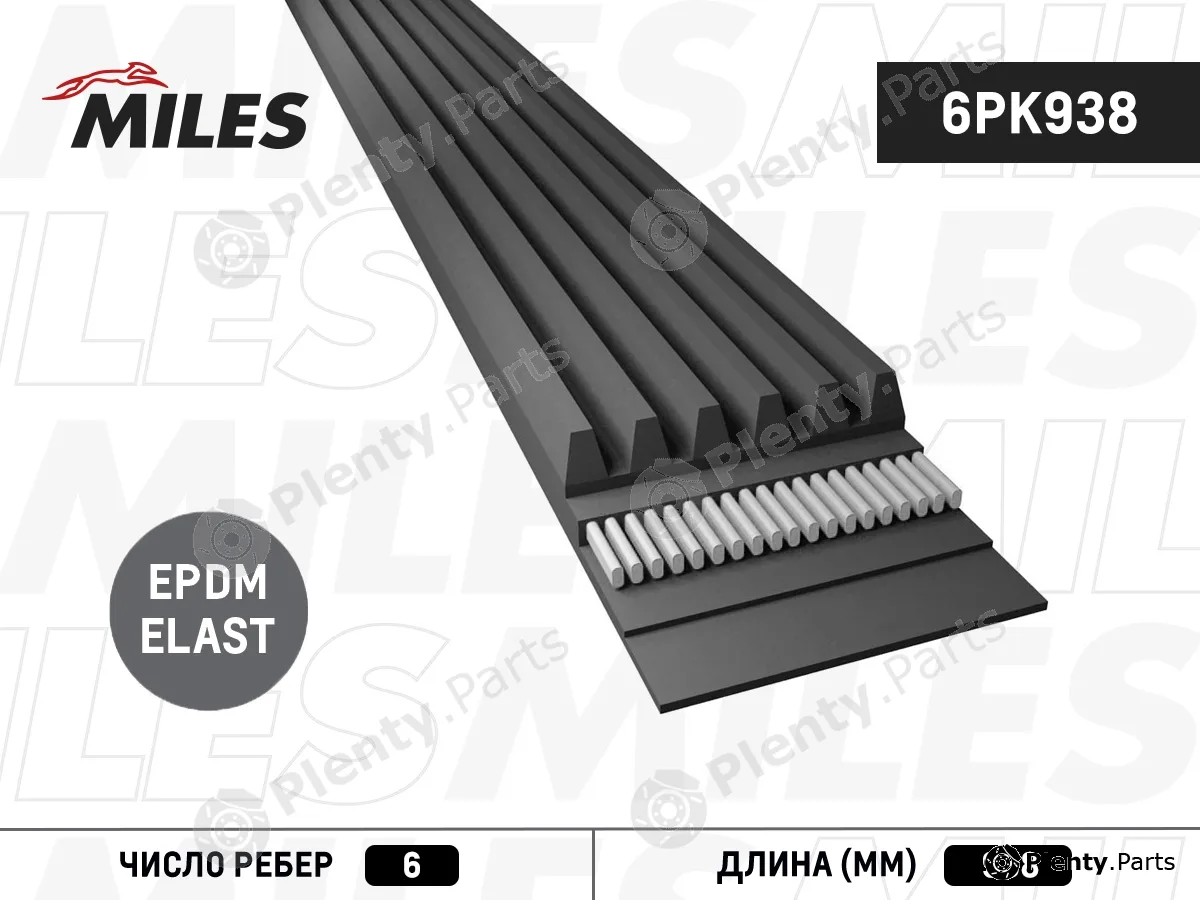 Miles 6PK938 — V-Ribbed Belt