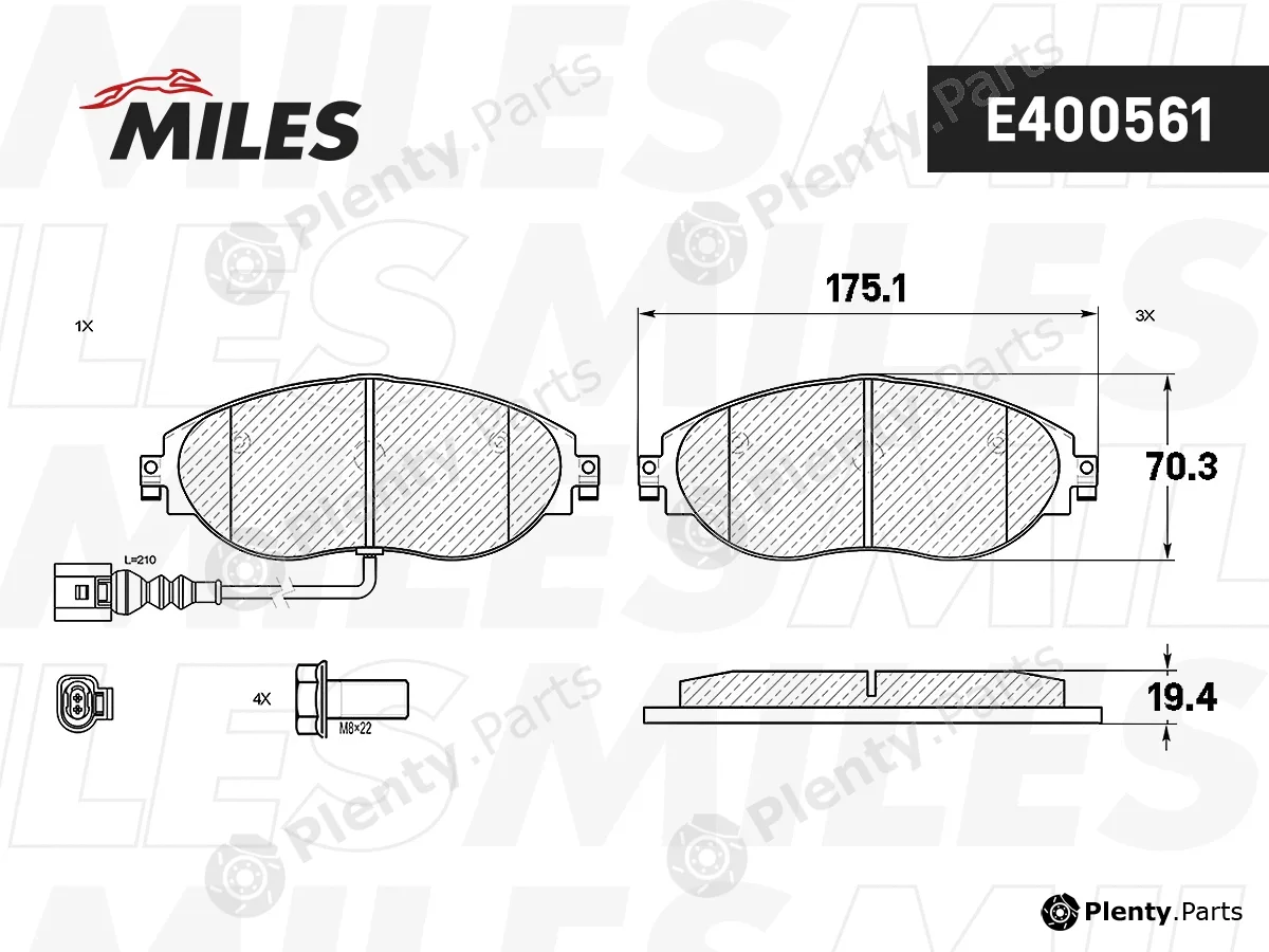 Miles E400561 — Brake Pad Set, disc brake